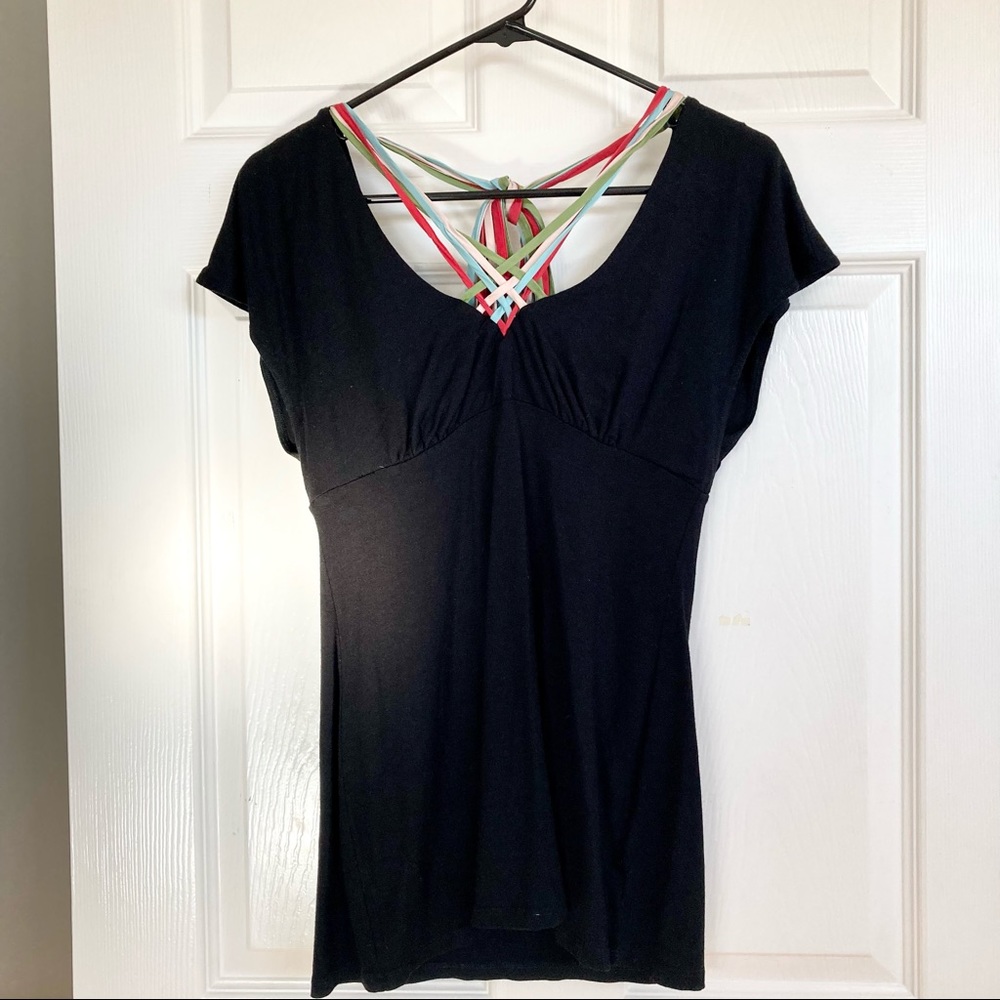 Bebe tie back blouse in black